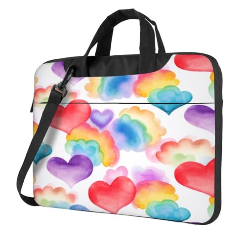 Entemne Bolsa para portátil de 13 pulgadas, diseño de corazones degradados, ligera, resistente al agua, para mujer, hombre, portátil, portátil, portátil, tablet, maletín, multicolor, 13 inch