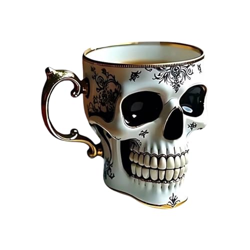 TUXCAXI Service à thé gothique résistant à la chaleur, tasse café en forme de tête de mort pour des goûters élégants, des cérémonies de café quotidiennes...