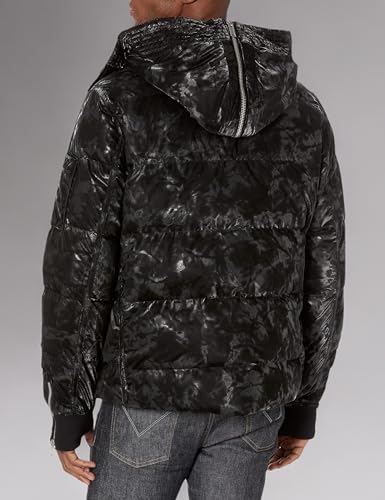 Image of KARL LAGERFELD Men's Smoke Print Fleece Lined Puffer Jacket