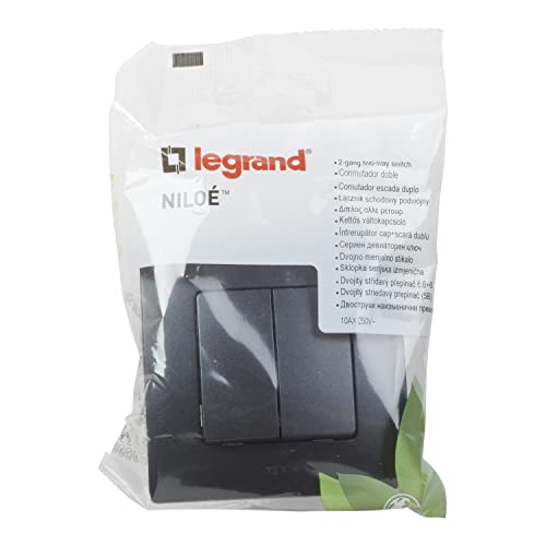 LEGRAND Doble Conmutador 10AX, Gama Niloé Monobloc, Mecanismo Completo con Marco, Negro, 396490