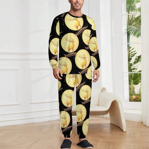 Wilderness Deer Hunting Mens Pajamas Set Long Sleeve Sleepwear Pjs Set Shirts And Bottoms Sleep Sets Loungwear2