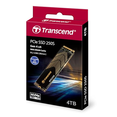 Image of Transcend 4TB MTE250S NVMe Internal Gaming SSD Solid State Drive - Gen4x4 PCIe, M.2 2280 with Graphene Heatsink, Compatible with PS5, Up to 7,500MB /s - TS4TMTE250S