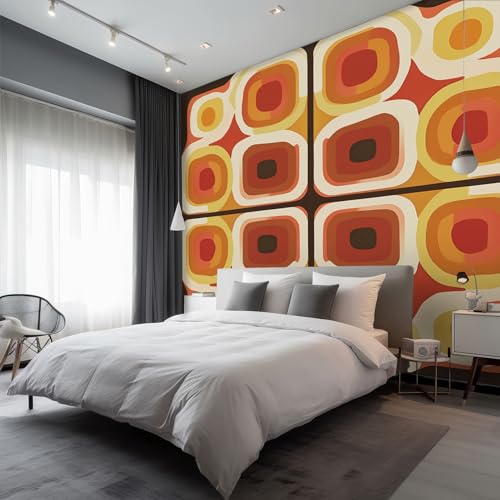 Papier peint orange grand format décoration murale salon et maison - 3
