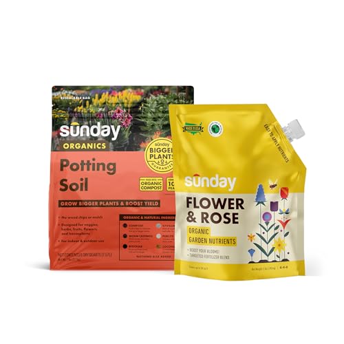 Sunday Organic Potting Soil and Flower Plant Food Bundle