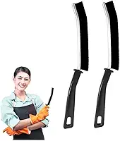 Kit 2 Escovas de Limpeza com Cabo Longo e Cerdas Duras para Banheiro Cantos Frestas e Lacunas Preto