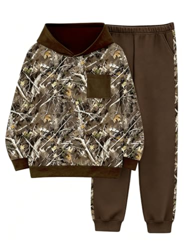 Image of Boys Clothes Fall Winter Outfits Camouflage Long Sleeve Hoodie and Pants 2PC Kids Clothes Boys for 5-14 Years