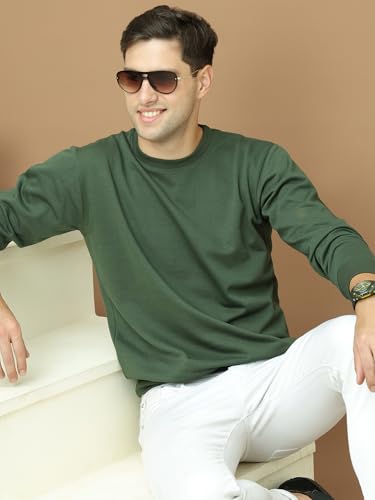 Image of Mack Jonney Fleece Regular Fit Solid Round Neck Sweatshirt for Men-MACK639877