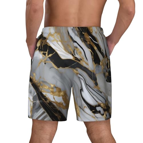 Men's Luxury Marble Pattern Print Quick-Dry Mesh Swim Trunks Stretch Lining Beach Shorts Surfing Summer Vacations3