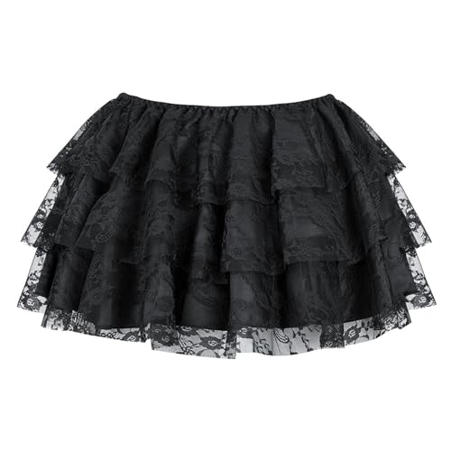 Women's Vintage Y2K Lace Mini Skirts Elastic Waist Ruffled Layered Skirt Patchwork Short Skirt for Casual Daily Dating4