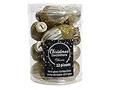 Decoris Christbaumschmuck Eicheln Glas 4cm x 12 Stück Weihnachtskugeln Perle/hellgold