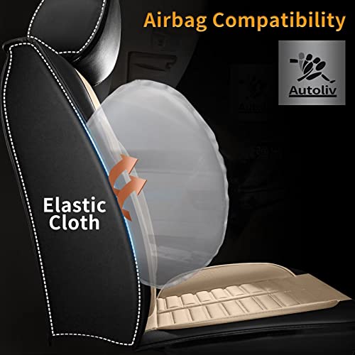 Rawakorw Car Seat Covers Fit For Ford Escape 2001-2023 Faux Leather 2 Front Seats Waterproof Interior Accessories Seat Cover Protector Airbag Compatible (2 Pcs Front Black&Beige) #TOP2