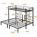 Mixcous Triple Bunk Bed Twin XL Over Twin & Twin, Heavy Duty Metal Bed Convertible to 3 Beds for Teens & Adults, Bunk Bed Frame with Adjustable Ladder, Noise-Free, Ideal for Space-Saving Needs, Black