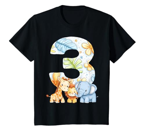 Niños Elephant Lion Zebra Giraffe Cute Animals 3rd Birthday Camiseta