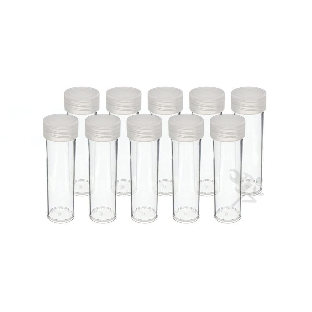 OnFireGuy 10pcs Coin Storage Tubes | Penny/Cent Coin Tubes Round Clear Tubes with Screw-on Lid Made in USA by Edgar Marcus