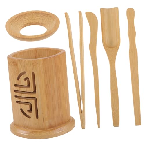 GLEAVI 6-piece Chinese Tea Set Tea Ceremony Accessories Bamboo Utensils Scoop Tools for Lovers
