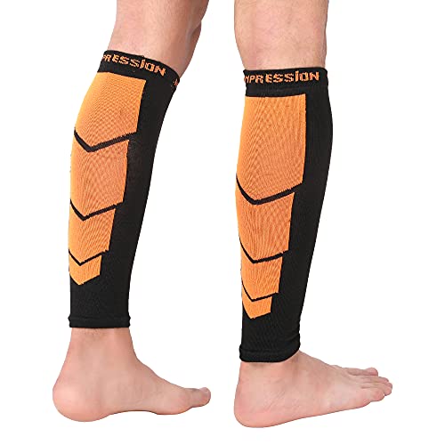Image of NEVER LOSE Calf Compression Sleeves for Men & Women, Unisex. Shin Splint Leg Sleeves. Graduated Compression for Calf Strains, Shin Splints and Varicose Veins,Recovery & Prevention