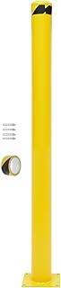 Safety Bollard Post, 60" H 4.5" D Bollard Post Yellow Steel Pipe Parking Barrier with 4 Anchor Bolts for Entrances Parking Lots Sidewalks Bike Paths Highways