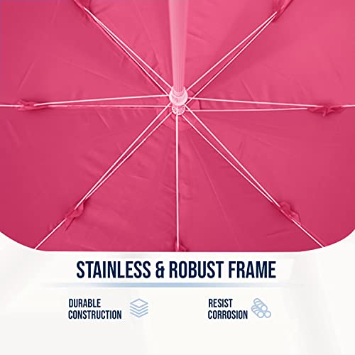 Image of OUTO 7ft /42in Garden Outdoor Umbrella with Stand Foldable Big Size Heavy Duty Waterproof Rain & UV Sun Protection Patio for Balcony Shedding Cantilever & Lawn (7 Feet /42 Inch Rib Arm, Red)