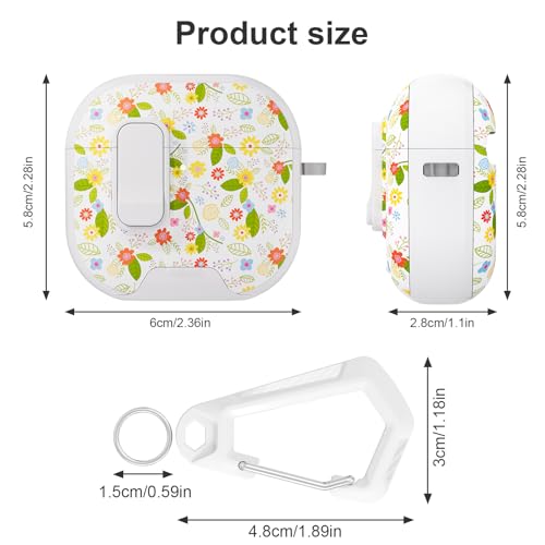 for AirPods 4 Case with Safty Lock & Phone Stand,Cute Floral Pattern Girl Style TPU Protective Hard Shell with Carabiner&Cleaner kit for Apple iPod 4th Generation Cover 2024 Men Women(Coreopsis) by ANKASI - Used condition - Image 9
