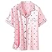 Kids Pajamas Girls, 2 Pcs Sleepwear Short Sleeve Stain Summer Pajama Set Silk Pjs for Teen Girls, Pink Dots, 5-6 Years