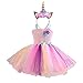 DIXIUZA Disfraz para Niñas Princesa Diadema Unicornio Floral con Oreja y Falda Vestido