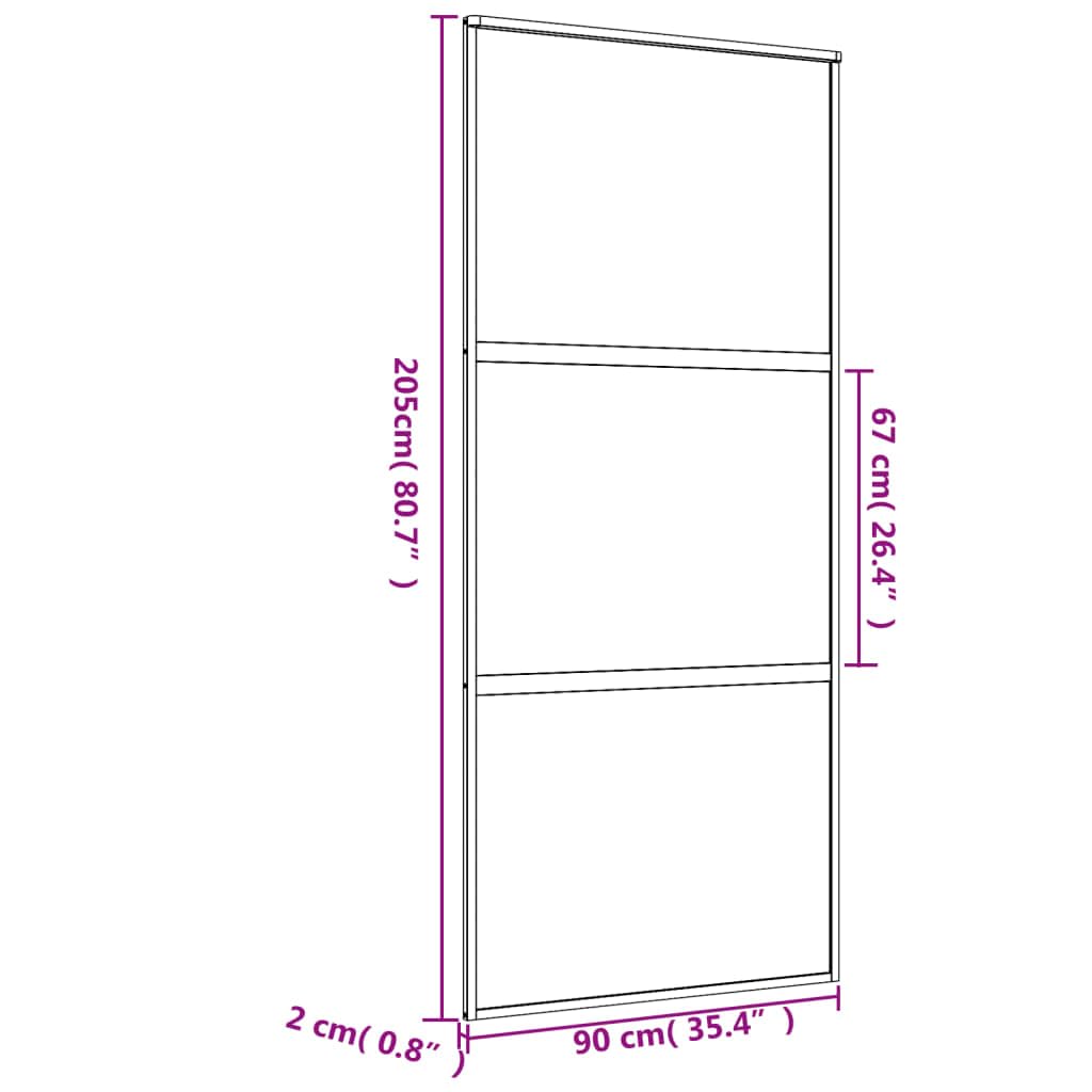 Drzwi przesuwne złote 90 x 205 cm, przezroczyste szkło ESG i aluminium, materiały budowlane, drzwi, drzwi domowe