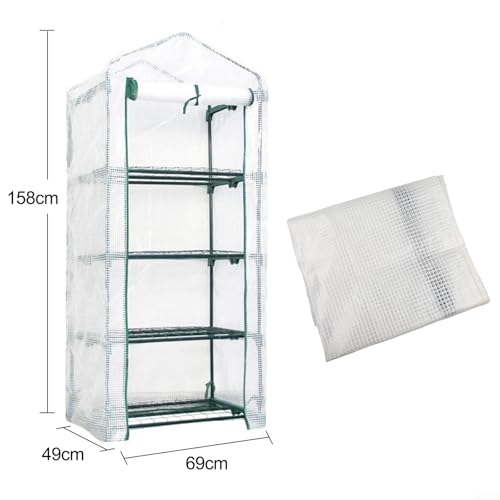 Housse de serre compacte en PVC transparent avec structure blanche 69x49x158 cm