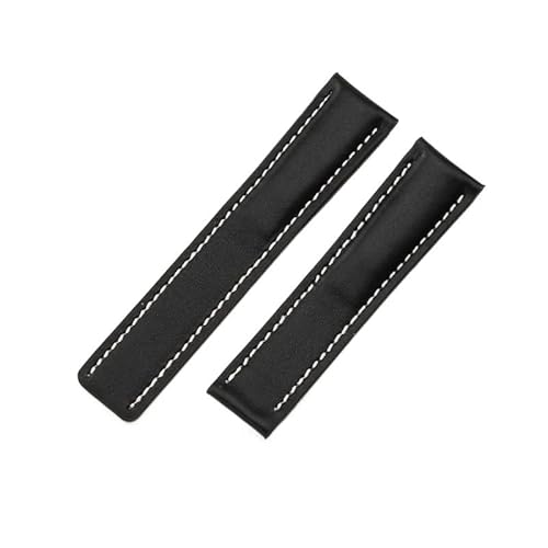 本革時計ベルト、for ブライトリング スーパー マリン アビエーション タイミング アベンジャーズ チャレンジャー シリーズ オス バンブー ウォッチバンド 22 24mm用 (Color : Black plain-None, Size : 22mm)