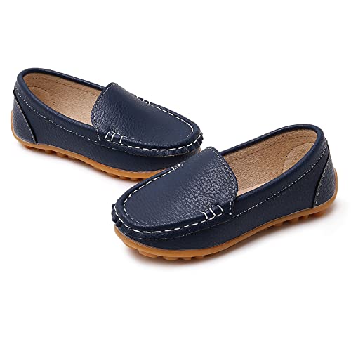 Image of SOFMUO Boys Girls Leather Loafers Slip-On Oxford Flats Boat Dress Schooling Daily Walking Shoes(Toddler /Little Kids)