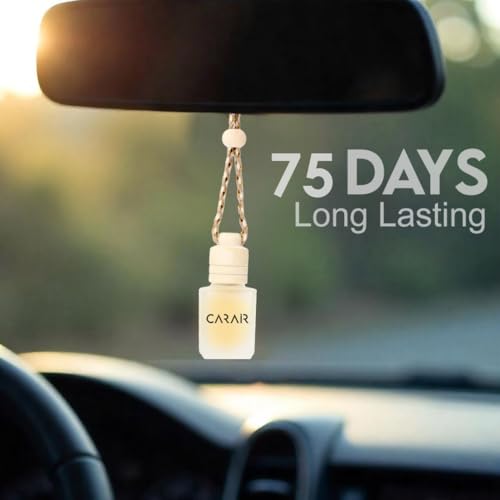 Image of Car Air Freshener Lavender Car perfume | Hanging Car Perfume | Premium Car Fresheners | Aroma with Essential Oils | Hanging Perfume for Car in Glass Bottle with Wooden Diffuser Lid (10ml) (Lavender)