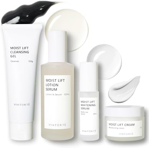 VINTORTE Moist Lift, Full Line, 4-Piece Set, Cleansing Gel, Lotion Serum, Whitening Serum, Cream, Beauty Serum, Moisturizing Serum, Introduction Beauty Serum, Niacinamide, Vitamin C, Gift