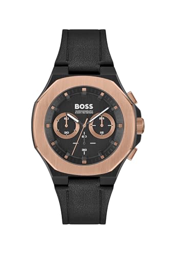 BOSS Taper Qtz Fashion Chrono Black Tonneau Dial Mens Analog Watch | Black Leather Material | Black Color Band - 1514089 (B0CJ5D4WQD) Amazon Price History, Amazon Price Tracker