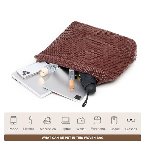 Image of MELOLILA Large Woven Tote Bag for Women Weave Purse Woven Leather Handbag