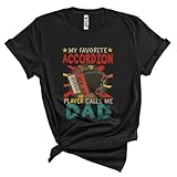 Vintage My Favorite Accordion Player Calls Me Dad, Proud Father's Day Accordion, Family Unisex T-Shirt Black