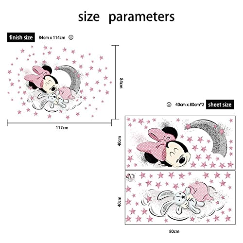 Large Mickey And Minnie Mouse Wall Decals For Kids Baby Bedroom Nursery, Disney Mirror Window Walls Stickers Removeable Vinyl Cartoon Peel And Stick (Minnie & Bunny) #TOP6