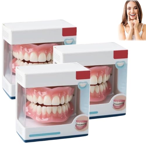 Multifunktionales Silikon-Zahnprothesen-Set Snap-On-Zahnprothesen-Einpassungsset Komplettlösung für Vollprothesen weich und bequem für den täglichen Gebrauch (3pcs)