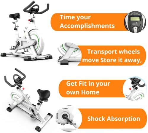 Limepeaks Fitness Indoor Exercise Cycling Bike Studio Fitness with LCD Monitor Pulse Sensor Adjustable Handlebars and Seat - LMP-720 (White)