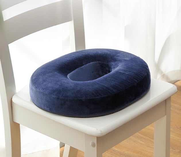 Amazon.co.jp: A-ITEM 円座クッション ネイビー グレー ドーナツ