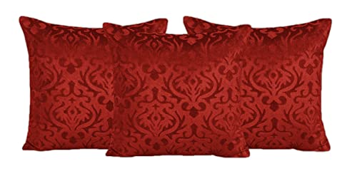 Image of Home Sajja Premium Velvet Diwan Sets - 1 Diwaan Sheet,2pc Bolster Cover with Dori,3pc Cushion Covers (6 Pieces Set) Maroon Color