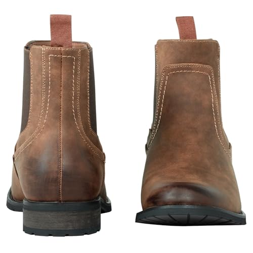 J's.o.l.e Ankle Cowboy Boots for Men Chelsea Boots Mens Slip On Casual Work Dress Western Boots Brown2
