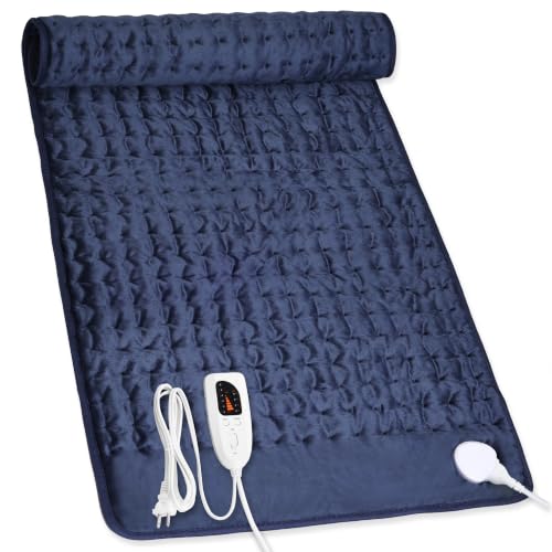 Image of Heating Pad,Electric Heating Pads,Heating Pad for Back,DarkBlue,40x20 Inch | Heating Pads for Shoulder,Neck,Abdomen,Knee,Arms,Legs,Heat Pad for Birthday Father Mother Gift Women Men,6 Heat Settings