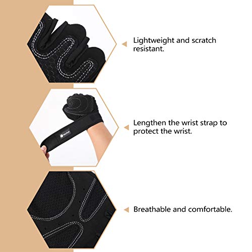 BESPORTBLE Luvas de Treino de Meio Dedo Luvas de Exercícios de Ginástica Com Envoltório de Pulso Luv