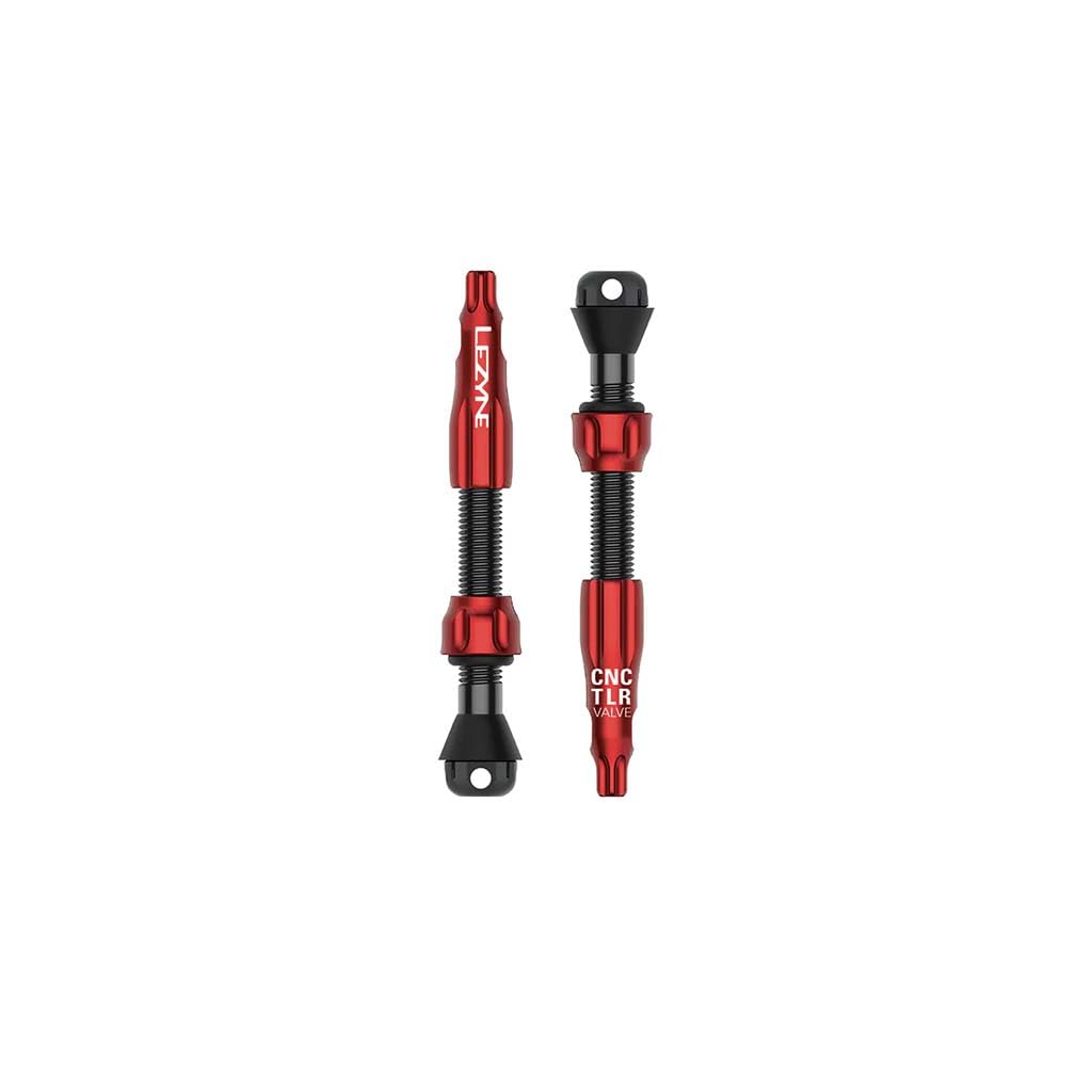 LEZYNE CNC TLR Tubeless Valve Pro, 44mm, Red, Pair