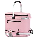 ALLCAMP Faltbar Isoliert Kühltasche - Einkaufskorb Thermo Mit Deckel, Abnehmbarer Picknickkorb 2 Personen, Aluminiumrahmen Kühlkorb, Verdicken Thermokorb