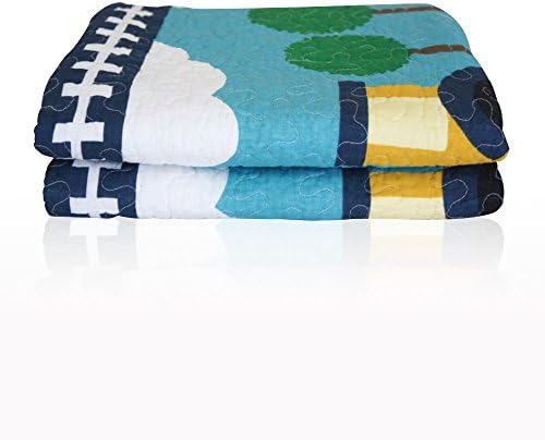 USTIDE Baby Kids Quilts Cover for Cotbed Reversible Cotton Quilted Throw Blankets 110x130cm, Train