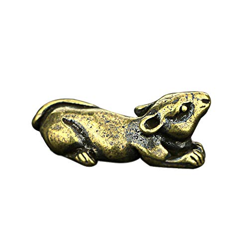 Ornement Feng Shui Riche Souris en Laiton Massif Rétro