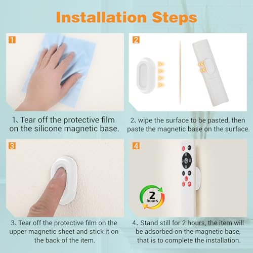 JIYIN 4Pcs Remote Control Holder, Magnetic Remote Control Holder, Remote Holder Wall Mount, Hole Free Remote Control Organizers Storage for TV, Fan, and Air Conditioner Wall Holder(White) - Cosy Home Interiors JIYIN 4Pcs Remote Control Holder, Magnetic Remote Control Holder, Remote Holder Wall Mount, Hole Free Remote Control Organizers Storage for TV, Fan, and Air Conditioner Wall Holder(White) - Image 5