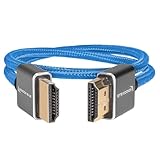 KONDOR BLUE | Full HDMI 2.0 Type A Male to Male 16' Straight Braided Cable | 4K 60Hz 18Gbps, HDR, 3D, Reinforced | for On-Camera Monitors & Recorders + More | Blue