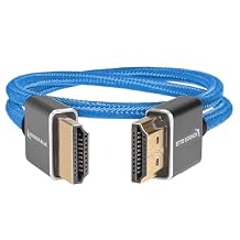 KONDOR BLUE | Full HDMI 2.0 Type A Male to Male 16" Straight Braided Cable | 4K 60Hz 18Gbps, HDR, 3D, Reinforced | for On-Camera Monitors & Recorders + More | Blue