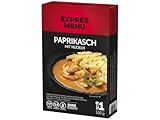 EXPRES MENU Paprikasch mit Nudeln | Geschmorte Hähnchenschenkel mit süßer Paprikasoße und Reismehl-Fusilli | Komplettes Fertiggericht